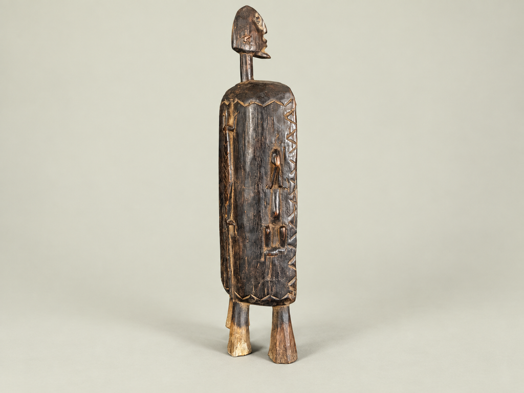 Dogon Wooden Medicine Cabinet with Carved Figures – Hand-Carved Wood – Handmade in Mali